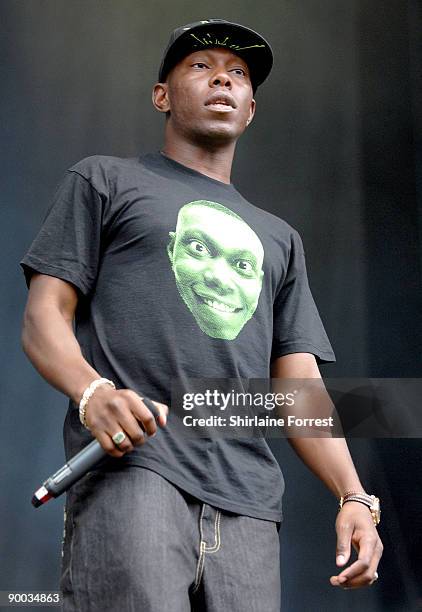 Dizzee Rascal performs at Day 2 of the V Festival at Weston Park on August 23, 2009 in Stafford, England.