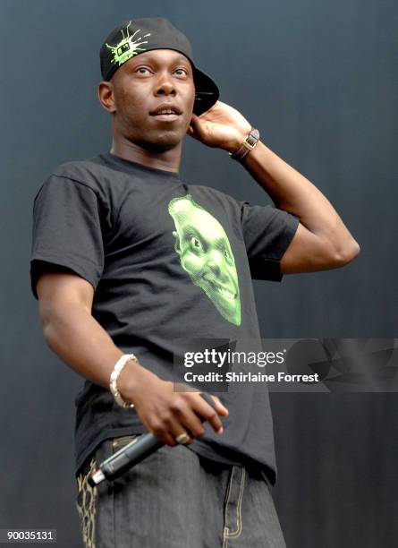 Dizzee Rascal performs at Day 2 of the V Festival at Weston Park on August 23, 2009 in Stafford, England.