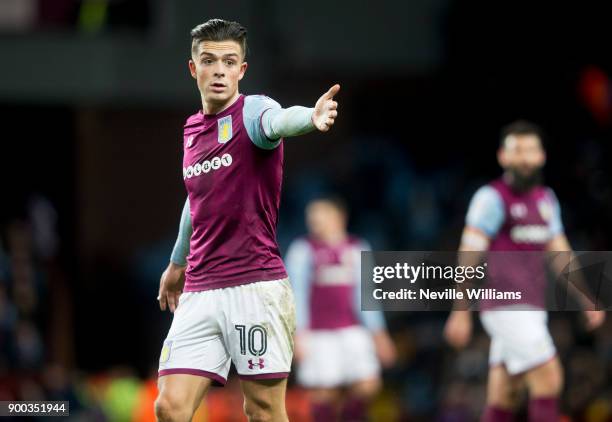 Jack Grealish of Aston Villa during the Sky Bet Championship match between Aston Villa and Bristol City at Villa Park on January 01, 2018 in...