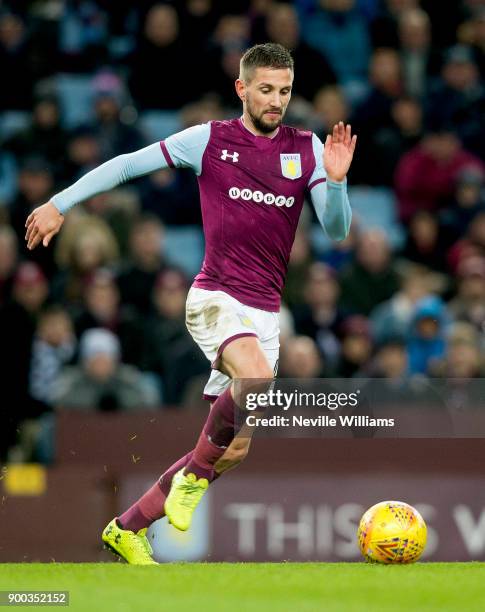 Conor Hourihane of Aston Villa during the Sky Bet Championship match between Aston Villa and Bristol City at Villa Park on January 01, 2018 in...