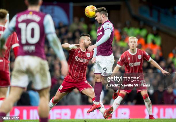 Scott Hogan of Aston Villa during the Sky Bet Championship match between Aston Villa and Bristol City at Villa Park on January 01, 2018 in...