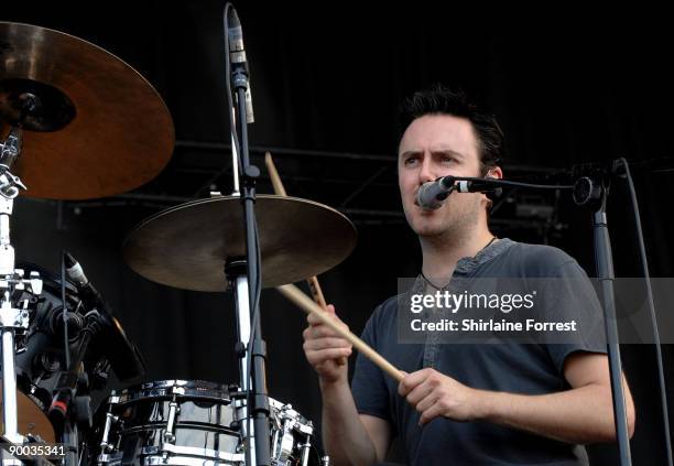 The Script perform at Day 2 of the V Festival at Weston Park on August 23, 2009 in Stafford, England.