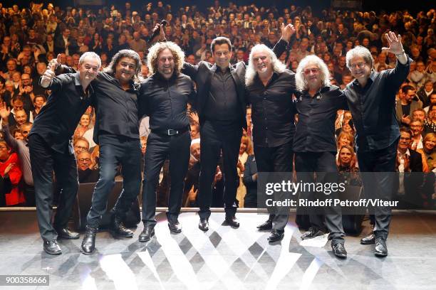 Andre "Momo" Kechida, Philippe "fifi" Chayeb, David Mignot, Laurent Gerra, Roland Romanelli, Jean Philippe Audin and Claude Brisset celebrate the new...