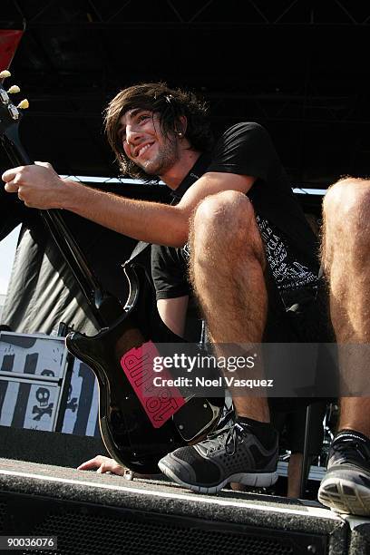 Jack Barakat of All Time Low performs at the Vans Warped Tour at The Home Depot Center on August 23, 2009 in Carson, California.