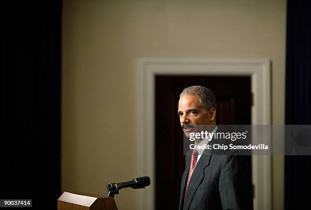 Attorney General Eric Holder delivers one of the keynote addresses during the White House National Conference on Gang Violence Prevention and Crime...
