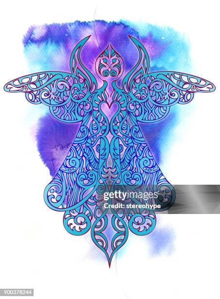angelic blueness - sympathy card stock illustrations
