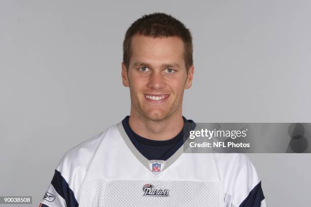 Tom Brady of the New England Patriots poses for his 2009 NFL headshot at photo day in Foxborough, Massachusetts.