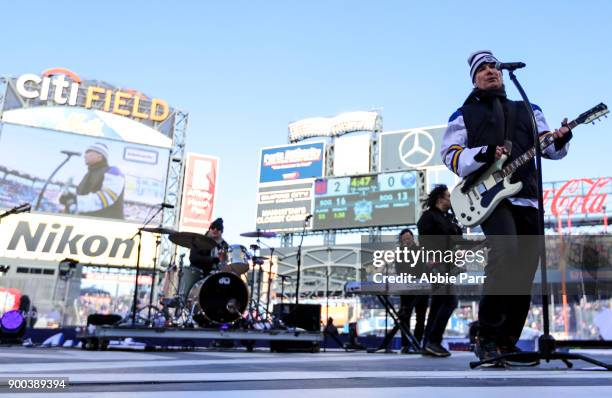 The Goo Goo Dolls perform during the first intermission in the 2018 Bridgestone NHL Winter Classic at Citi Field on January 1, 2018 in the Flushing...