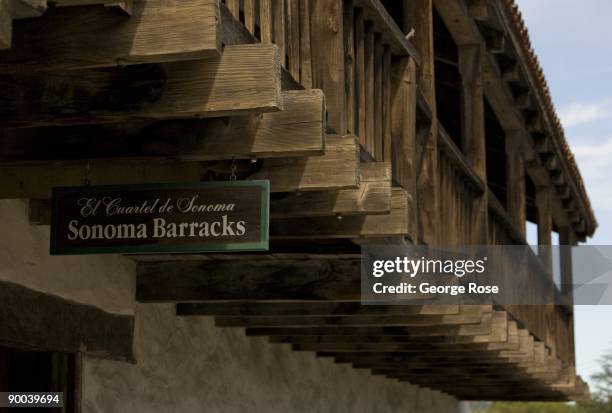 The former army barracks, located at the downtown Sonoma State Historic Park, are seen in this 2009 Sonoma, Sonoma Valley, California, summer...