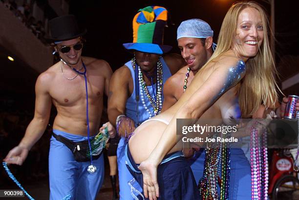 Image contains nudity.) 396521 23: People dressed in costumes and body paint participate October 27, 2001 in the Key West, Florida Fantasy Fest. Key...