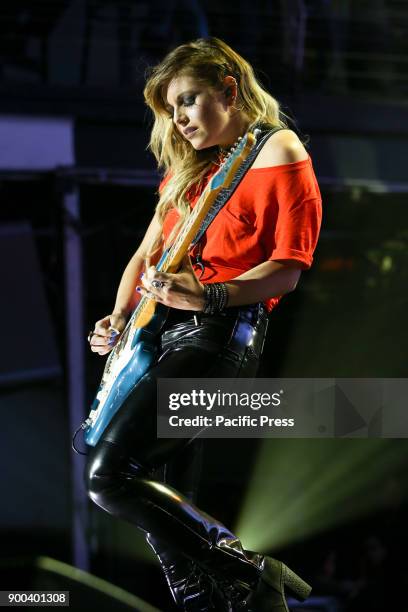 Musician Lindsay Ell performs at America Salutes You and Wall Street Rocks Presents Guitar Legends For Heroes.