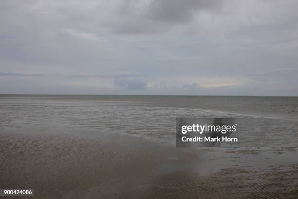 tidal flats and sky on terschelling, west frisian islands, netherlands - terschelling stock-fotos und bilder