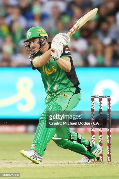 James Faulkner of the Stars bats during the Big Bash League match between the Melbourne Stars and the Brisbane Heat at Melbourne Cricket Ground on...