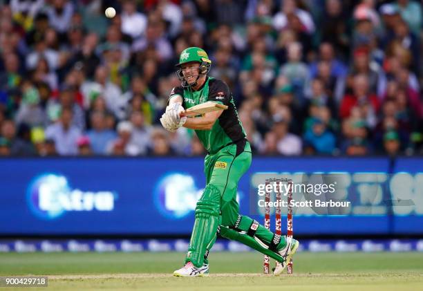 James Faulkner of the Stars bats during the Big Bash League match between the Melbourne Stars and the Brisbane Heat at Melbourne Cricket Ground on...