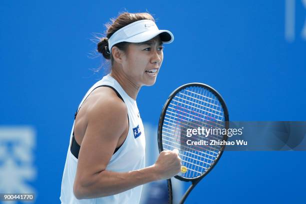 Zhang Shuai of China in action during the match against Anna Blinkova of Russia during Day 2 of 2018 WTA Shenzhen Open at Longgang International...