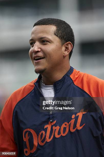 Closeup of Detroit Tigers Miguel Cabrera before game vs Texas Rangers. Arlington, TX 7/29/2009 CREDIT: Greg Nelson