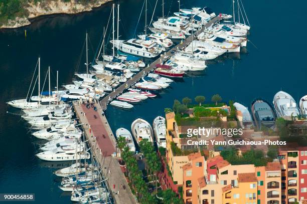 principality of monaco, french riviera - harbour of fontvieille stock pictures, royalty-free photos & images