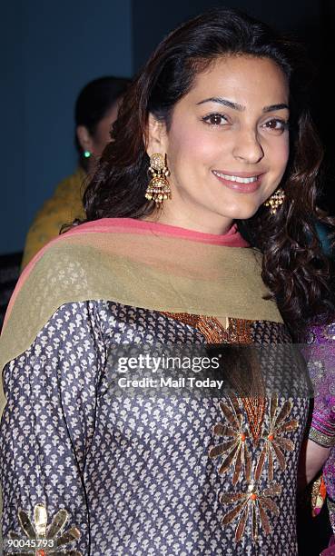 Bollywood actress Juhi Chawla at the launch of the the book 'The Journey home- Autobiography of an American Swami' in Mumbai on Friday, August 21,...