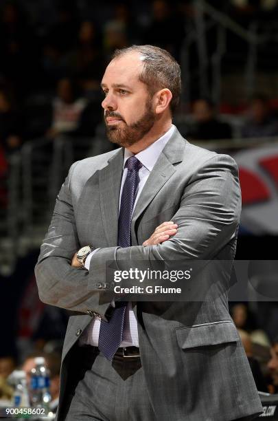 Head coach Frank Vogel of the Orlando Magic watches the game against the Washington Wizards at Capital One Arena on December 23, 2017 in Washington,...