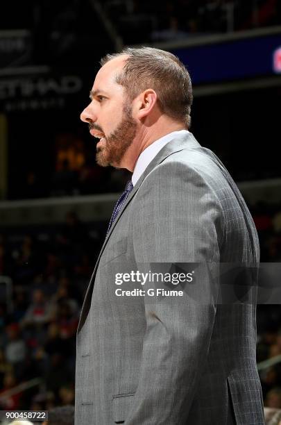 Head coach Frank Vogel of the Orlando Magic watches the game against the Washington Wizards at Capital One Arena on December 23, 2017 in Washington,...