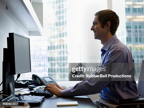 Human Using Computer For Work Cpu Man Using Computer At Work High-Res Stock Photo - Getty Images