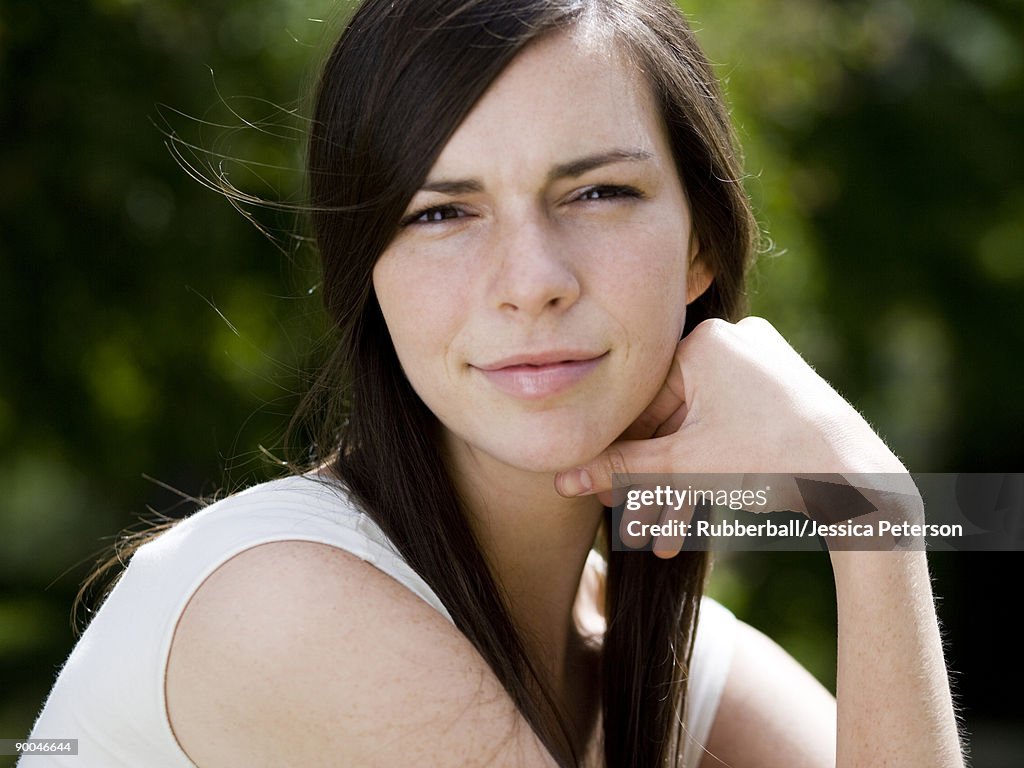 Woman in a white shirt