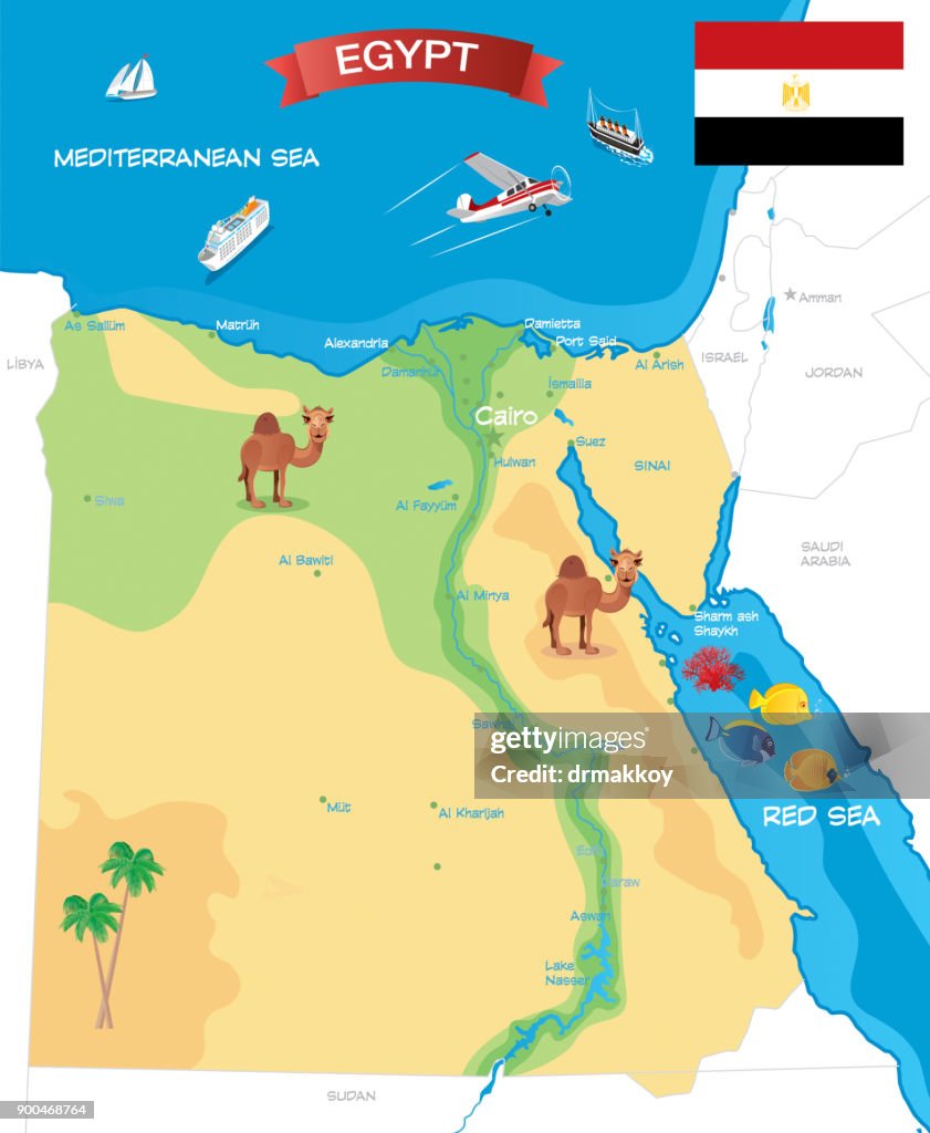 Cartoon map of Egypt