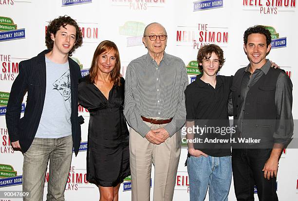 Josh Grisetti, Laurie Metcalf, Neil Simon, Noah Robbins and Santino Fontana attend "The Neil Simon Plays: Brighton Beach Memoirs & Broadway Bound"...