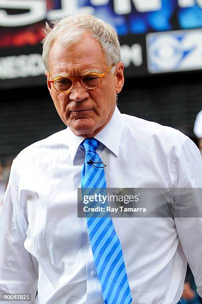 Television host David Letterman tapes show segment at the Ed Sullivan Theater on August 24, 2009 in New York City.