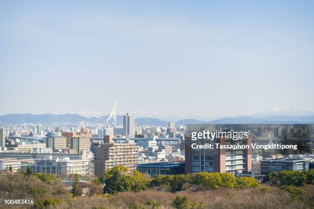 nagoya cityscape skyline panoramic view - aichi - fotografias e filmes do acervo