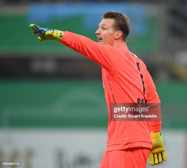 Michael Ratajczak of Paderborn in action during the DFB Cup match between SC Paderborn and FC Ingolstadt at Benteler Arena on December 19, 2017 in...