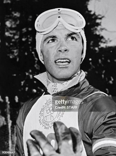This file picture taken on February 1956 shows Austrian skier Toni Sailer during the 1956 Winter Olympic Games in Cortina d'Ampezzo . Nicknamed...