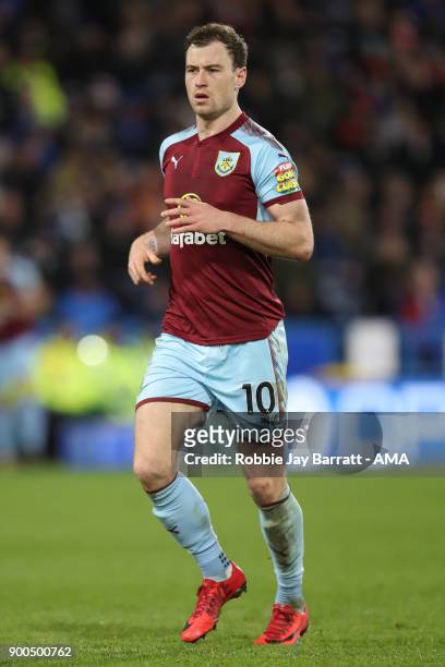Ashley Barnes of Burnley during the Premier League match between Huddersfield Town and Burnley at John Smith's Stadium on December 30, 2017 in...