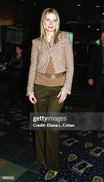 Actress Gwyneth Paltrow attends a special screening benefit of her new movie 'shallow Hal'' November 7, 2001 in New York City. The screening will...