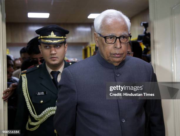 Jammu and Kashmir Governor NN Vohra arrives on the first day of budget session of state legislative assembly, on December 2, 2018 in Jammu, India.