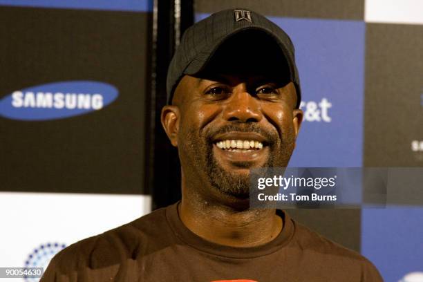 Darius Rucker smiles before his performance for the Samsung AT&T Summer Krush at Grand Ole Opry House on August 24, 2009 in Nashville, Tennessee.