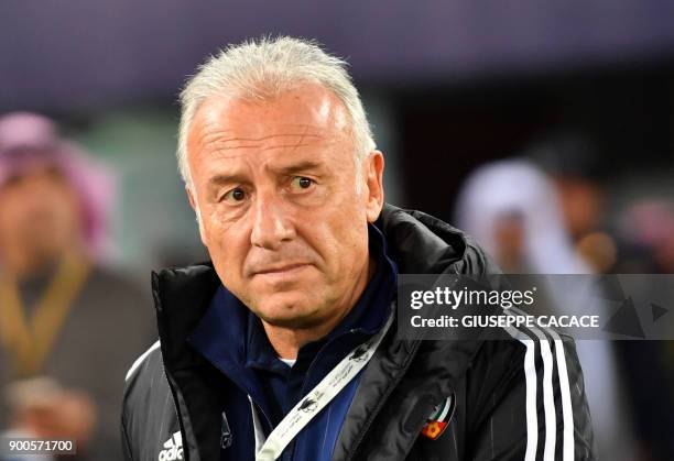 S Italian coach Alberto Zaccheroni watches from the sidelines during the 2017 Gulf Cup of Nations semi-final football match between Iraq and the UAE...