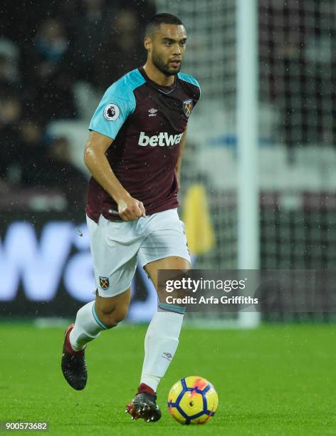 Winston Reid of West Ham United in action during the Premier League match between West Ham United and West Bromwich Albion at London Stadium on...