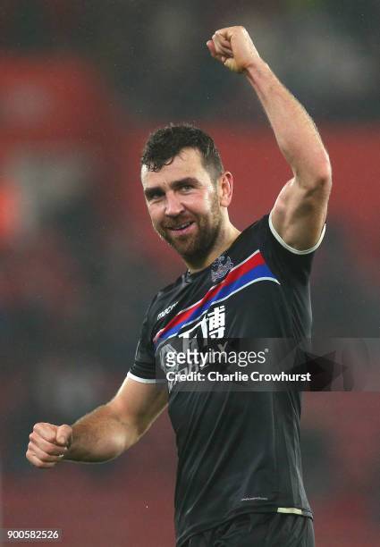 James McArthur of Crystal Palace shows appreciation to the fans after the Premier League match between Southampton and Crystal Palace at St Mary's...