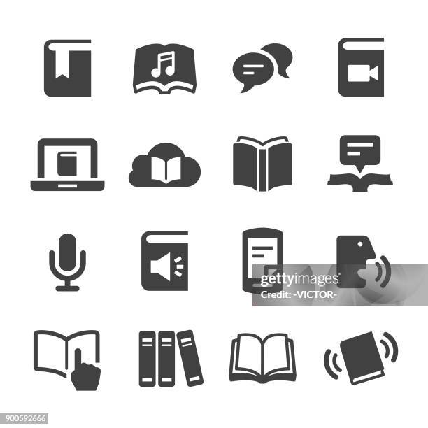 ilustraciones, imágenes clip art, dibujos animados e iconos de stock de libro y ebook iconos - serie acme - enciclopedia