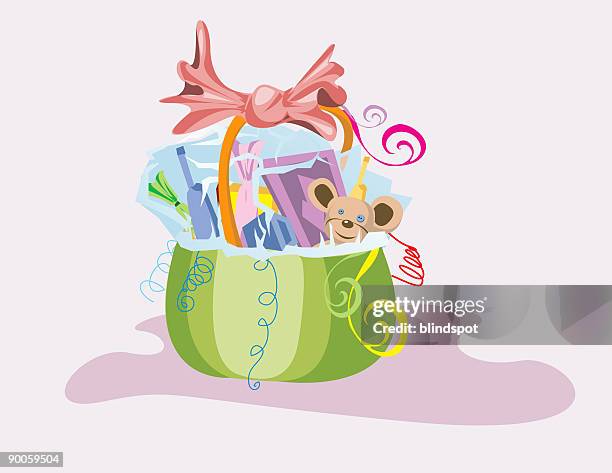 gift basket - gift basket stock illustrations