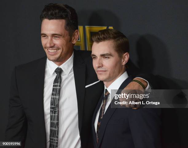 Actor James Franco and brother/actor Dave Franco arrive for the 21st Annual Hollywood Film Awards held at The Beverly Hilton Hotel on November 5,...