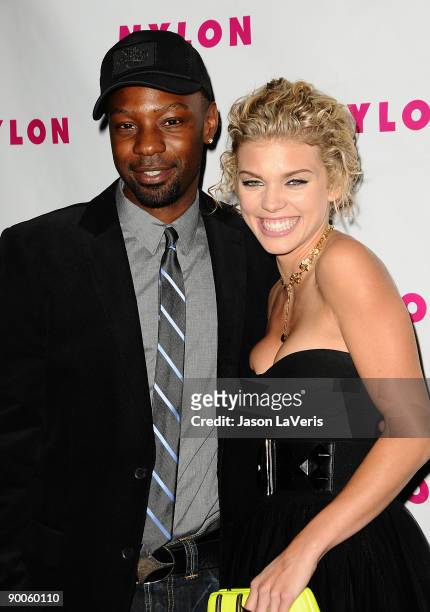 Actor Nelsan Ellis and actress AnnaLynne McCord arrive at Nylon Magazine's TV Issue launch party at SkyBar on August 24, 2009 in West Hollywood,...