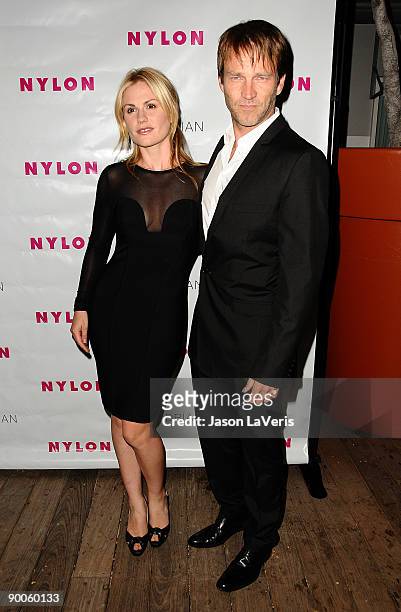 Actress Anna Paquin and actor Stephen Moyer arrive at Nylon Magazine's TV Issue launch party at SkyBar on August 24, 2009 in West Hollywood,...