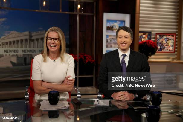 Pictured: Katty Kay and Rich Lowry appear on "Meet the Press" in Washington, D.C., Sunday, Dec. 31, 2017.