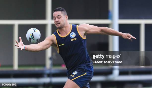 Jarryd Hayne takes part in a Parramatta Eels NRL pre-season training session at Old Saleyards Reserve on January 3, 2018 in Sydney, Australia.