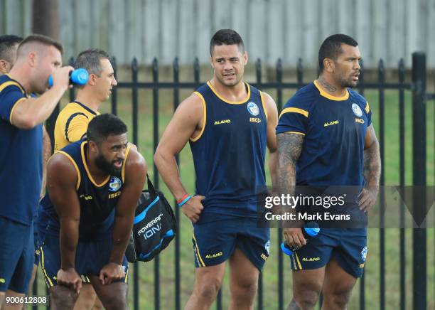 Jarryd Hayne takes part in a Parramatta Eels NRL pre-season training session at Old Saleyards Reserve on January 3, 2018 in Sydney, Australia.