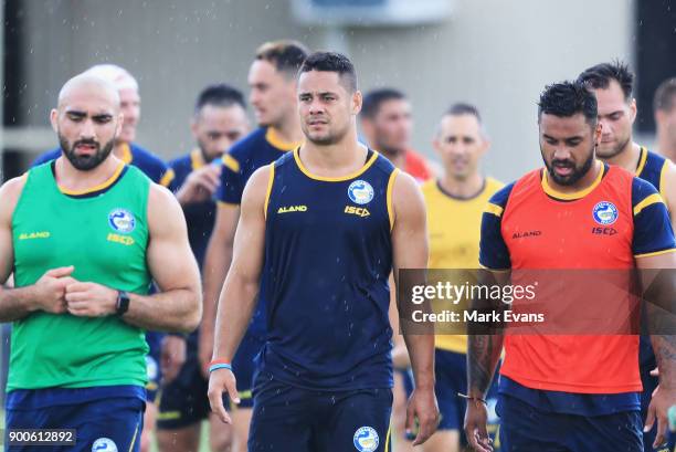 Jarryd Hayne takes part in a Parramatta Eels NRL pre-season training session at Old Saleyards Reserve on January 3, 2018 in Sydney, Australia.