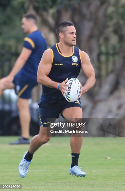 Jarryd Hayne takes part in a Parramatta Eels NRL pre-season training session at Old Saleyards Reserve on January 3, 2018 in Sydney, Australia.