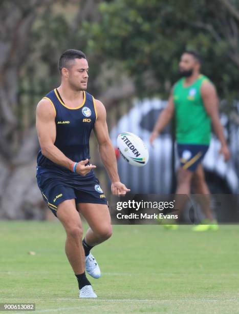 Jarryd Hayne takes part in a Parramatta Eels NRL pre-season training session at Old Saleyards Reserve on January 3, 2018 in Sydney, Australia.